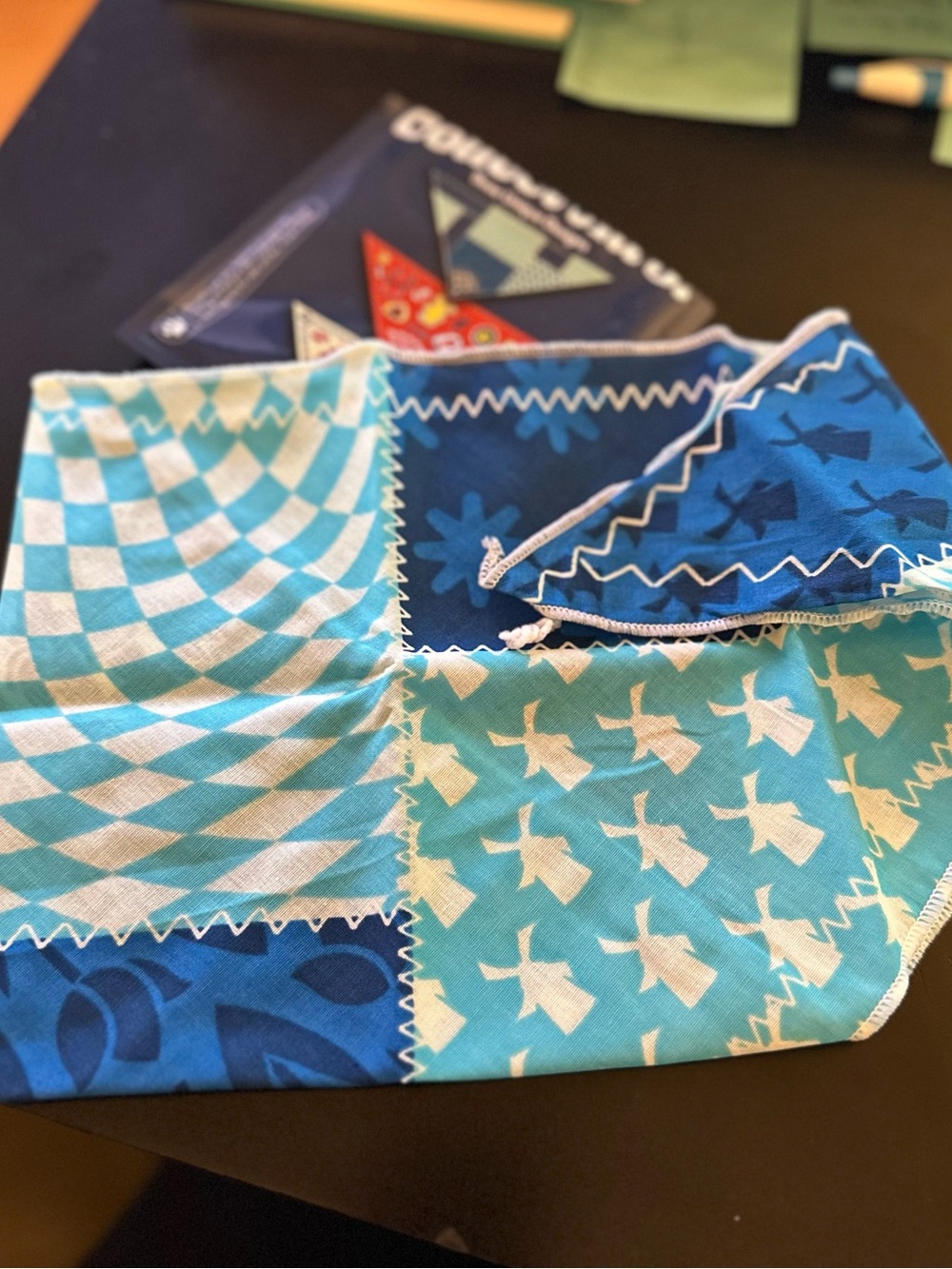 Dutch Bros Mystery Dog Bandana Blue Patchwork